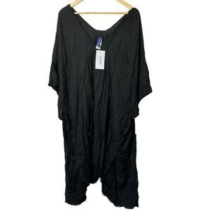 Swimsuits For All Women's OS Black Lightweight Open Front Cover Up  New